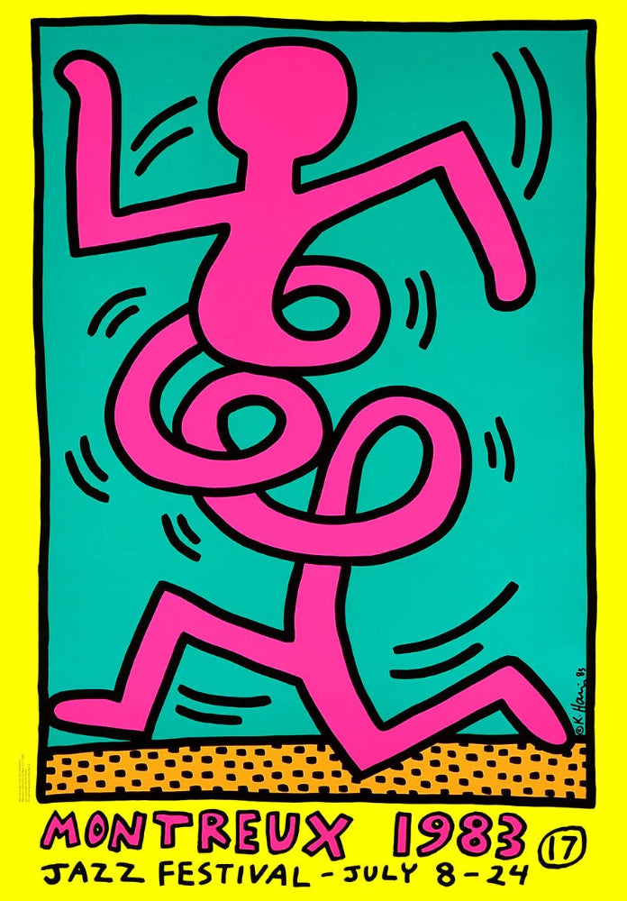 Keith HARING - Montreux Jazz Festival 1983 - Affiche originale - Jaune