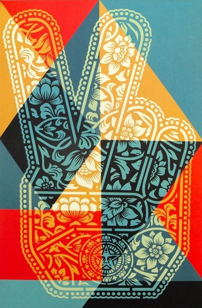 Shepard FAIREY (OBEY) “Peace Fingers Geometric” - Lithographie