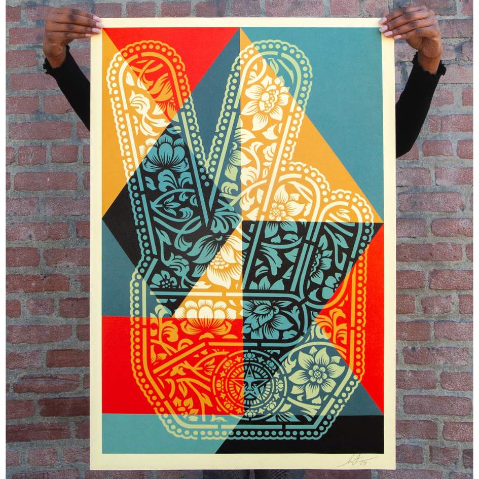 Shepard FAIREY (OBEY) “Peace Fingers Geometric” - Affiche