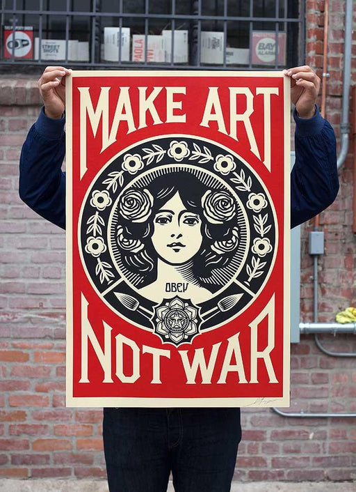 Lithograph by Shepard FAIREY (OBEY) “MAKE ART NOT WAR” (Signed and dated)